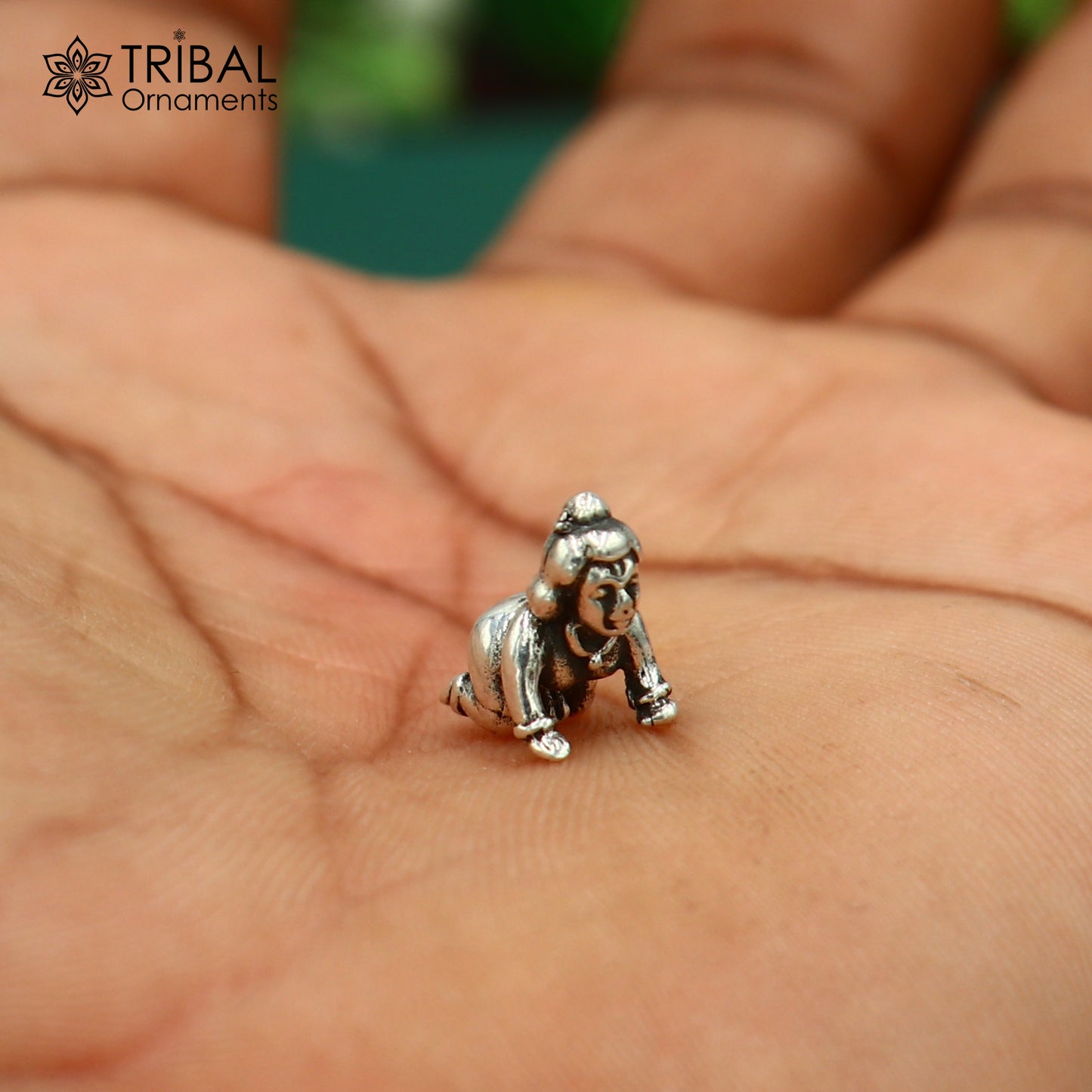 925Sterling silver idol little Radha Rani,crawling radha rani small statue sculpture home temple puja article art40 - TRIBAL ORNAMENTS