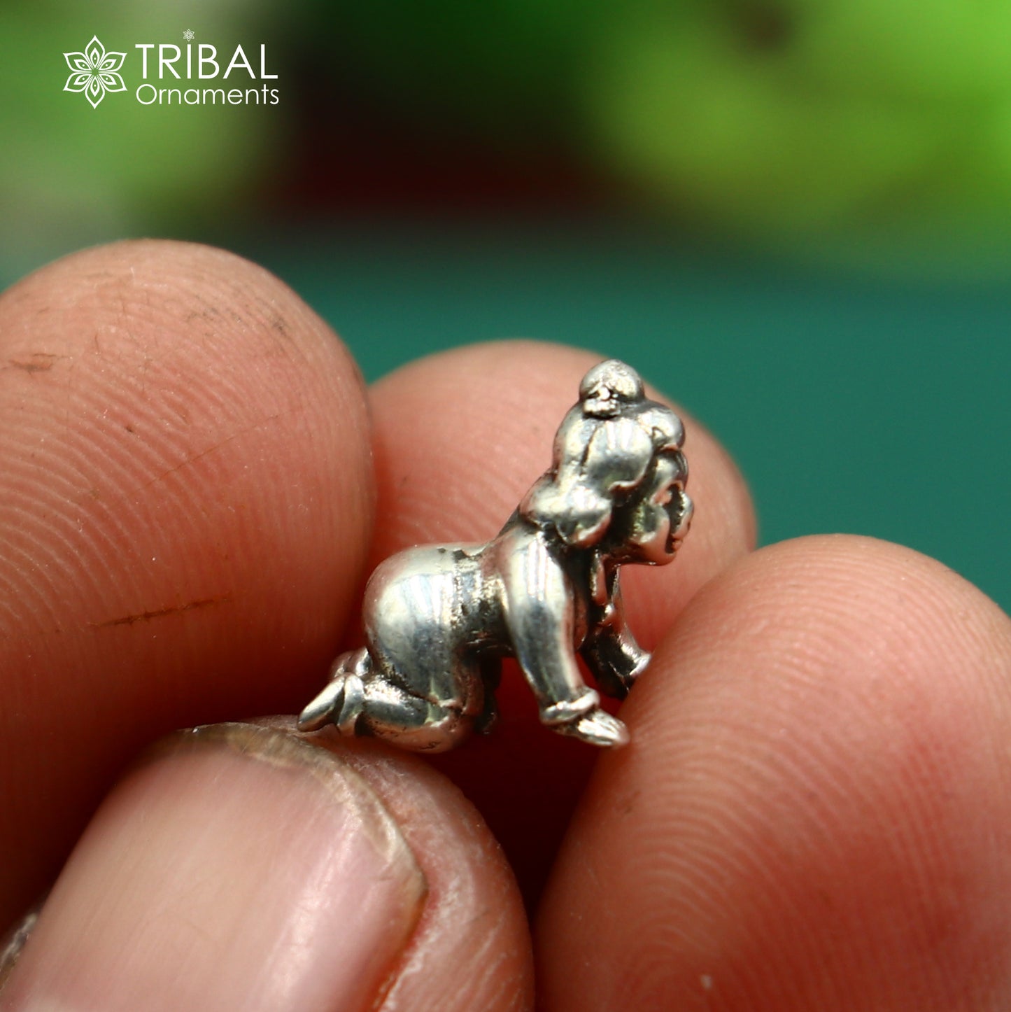 925Sterling silver idol little Radha Rani,crawling radha rani small statue sculpture home temple puja article art40 - TRIBAL ORNAMENTS