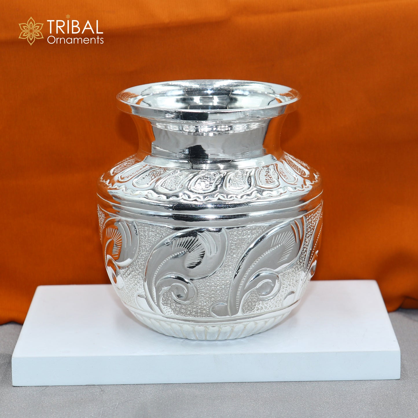 925sterling silver handmade Kalash or pot, unique special silver puja article, water or milk shiva kalash pot india so1064 - TRIBAL ORNAMENTS