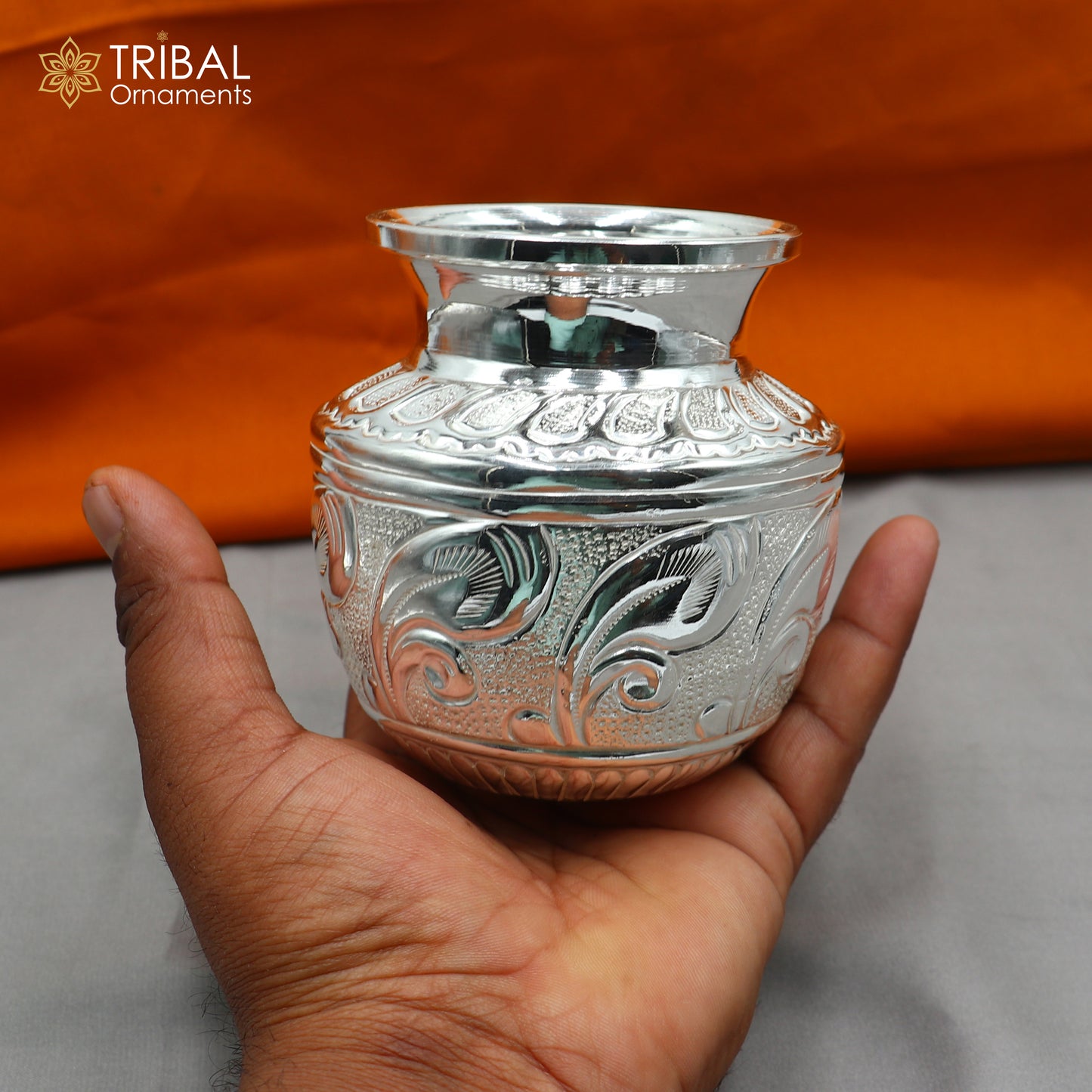925sterling silver handmade Kalash or pot, unique special silver puja article, water or milk shiva kalash pot india so1064 - TRIBAL ORNAMENTS
