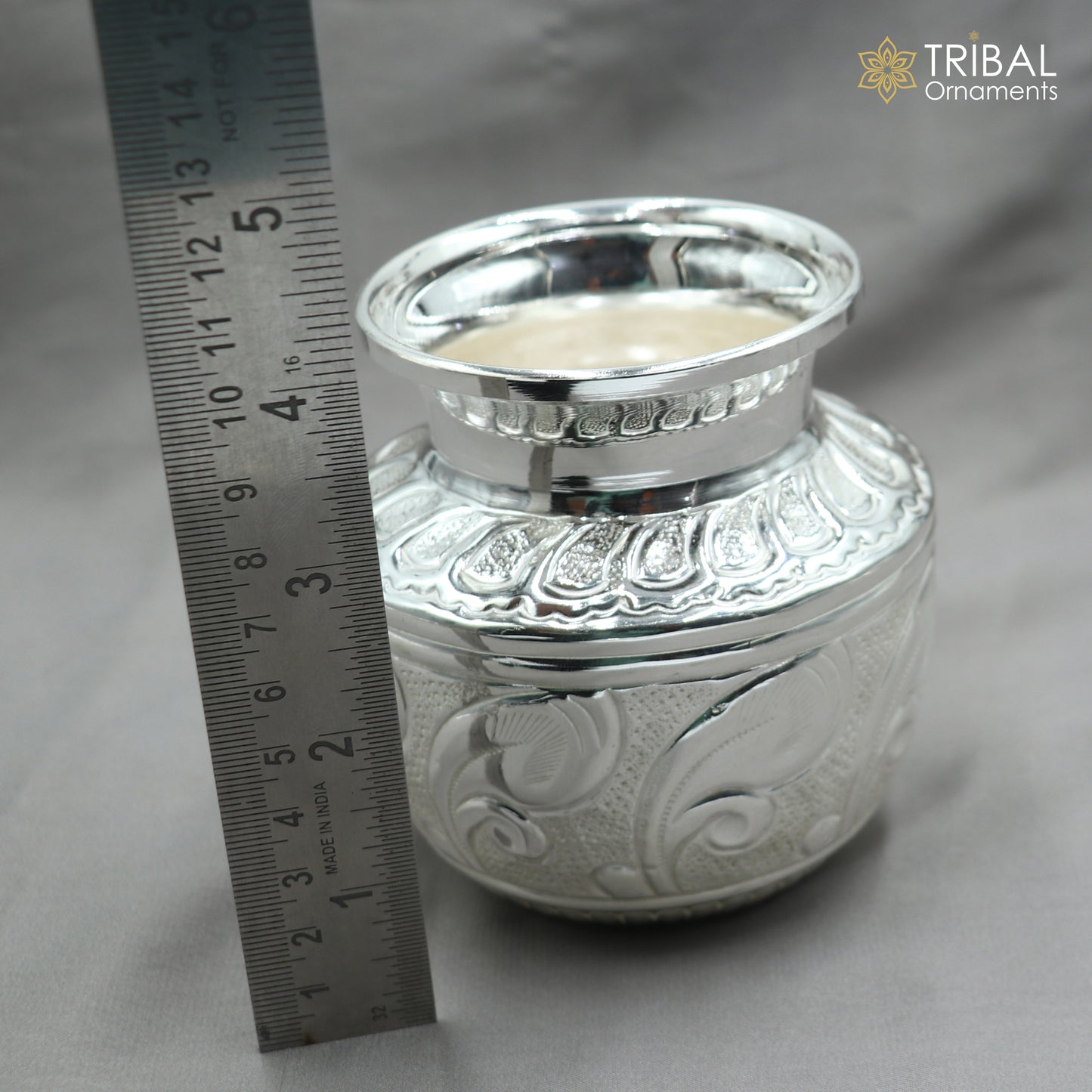 925sterling silver handmade Kalash or pot, unique special silver puja article, water or milk shiva kalash pot india so1064 - TRIBAL ORNAMENTS