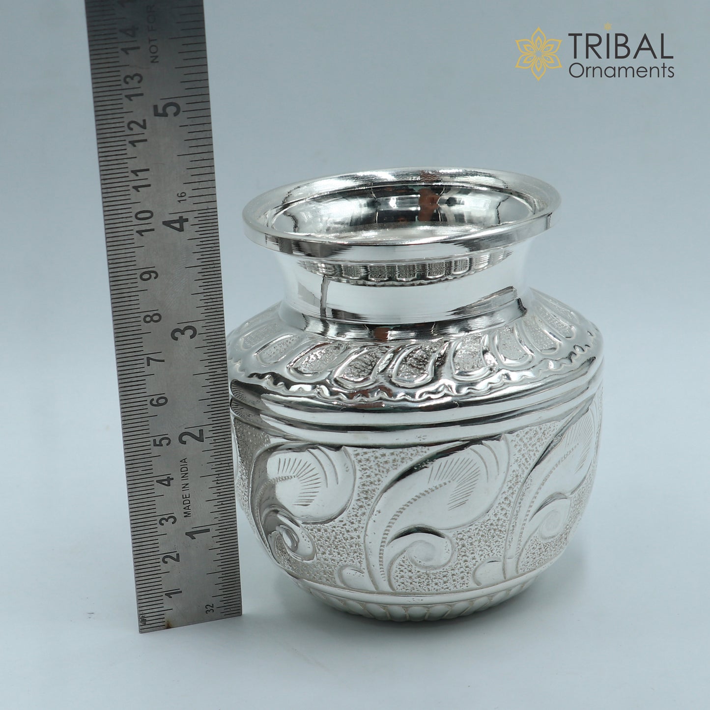 925sterling silver handmade Kalash or pot, unique special silver puja article, water or milk shiva kalash pot india so1064 - TRIBAL ORNAMENTS