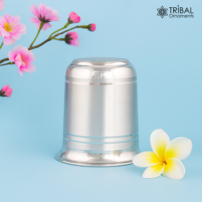 999 fine silver handmade vessel, water/milk Glass tumbler, silver flask, baby kids silver utensils stay healthy water milk cup sv229 - TRIBAL ORNAMENTS