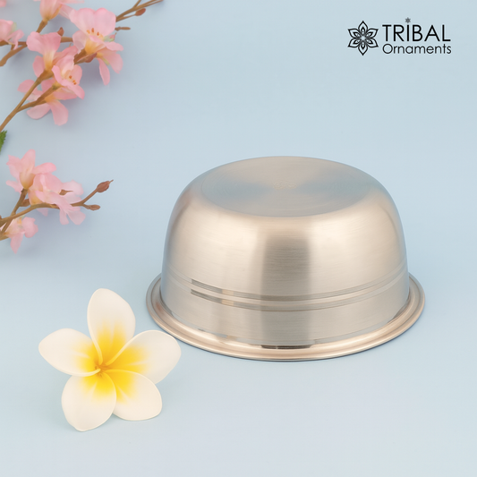 999  fine solid silver handmade bowl tray for baby food, pure silver vessels, silver utensils, home and kitchen accessories india sv28 - TRIBAL ORNAMENTS