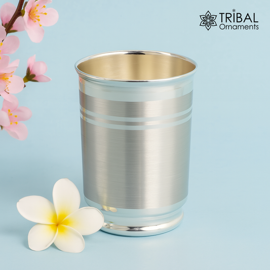 999 fine solid silver handmade water glass or milk tumbler, best baby set, excellent baby gifting utensils, silver healthy article sv122 - TRIBAL ORNAMENTS