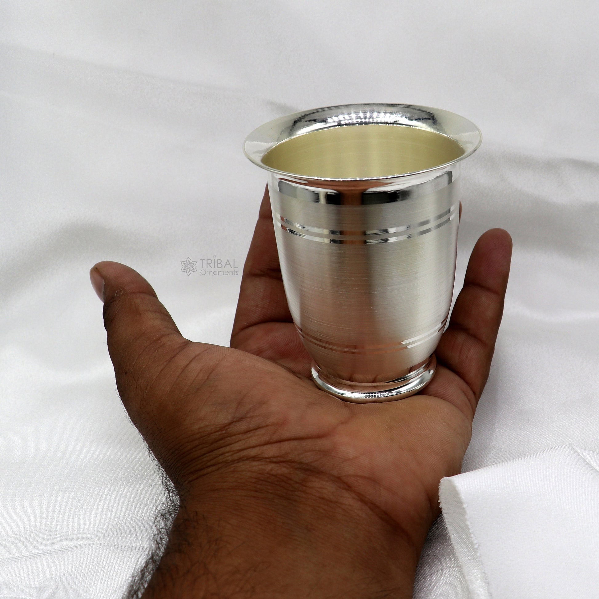 999 pure fine silver handmade water milk cup tumbler, 150ML capacity silver tumbler, silver baby food  flask, silver utensils gift sv294 - TRIBAL ORNAMENTS