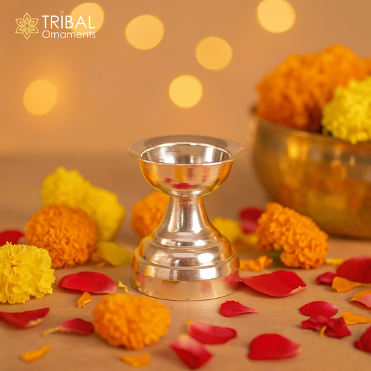 999 pure silver handmade elegant oil lamp, silver home temple utensils, silver diya, deepak, silver vessels, silver art decorative art su387 - TRIBAL ORNAMENTS