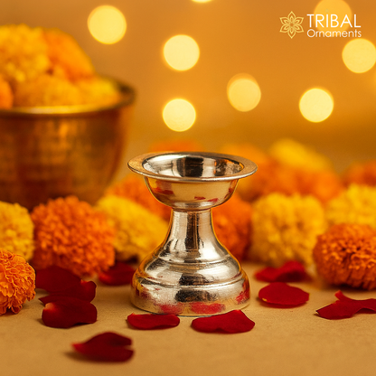 999 pure silver handmade elegant oil lamp, silver home temple utensils, silver diya, deepak, silver vessels, silver art decorative art su82 - TRIBAL ORNAMENTS