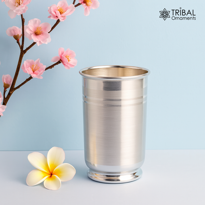 999 pure solid silver handmade 4 inches water glass/milk tumbler, best baby set, excellent baby gifting utensils, silver article sv124 - TRIBAL ORNAMENTS