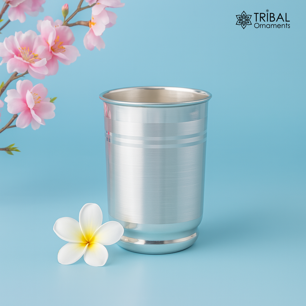 999 pure solid silver handmade water glass or milk tumbler, best silver baby food art, excellent baby gifting utensils, silver article sv123 - TRIBAL ORNAMENTS