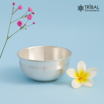 999 pure sterling silver handmade solid silver bowl kitchen utensils, vessels, silver has antibacterial properties, keep stay healthy sv53 - TRIBAL ORNAMENTS