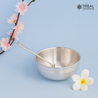 999 pure sterling silver handmade solid silver bowl kitchen utensils, vessels, silver has antibacterial properties, keep stay healthy sv54 - TRIBAL ORNAMENTS