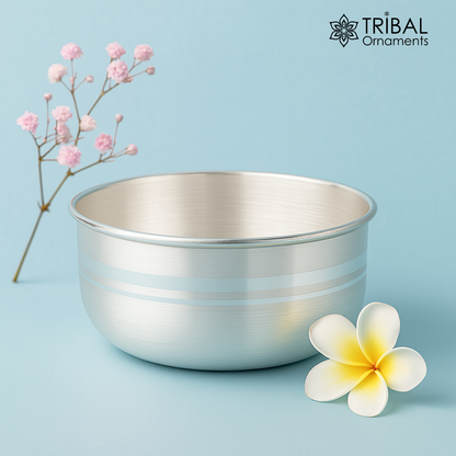 999 pure sterling silver handmade solid silver bowl kitchen utensils, vessels, silver has antibacterial properties, keep stay healthy sv55 - TRIBAL ORNAMENTS