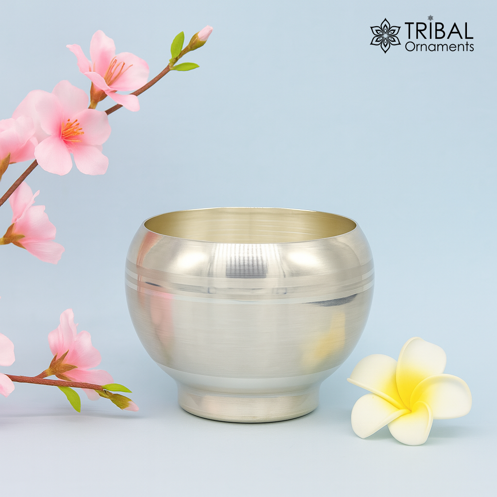 999 pure sterling silver handmade solid silver utensils bowl, puja silver vessel, silver has antibacterial properties, healthy family sv96 - TRIBAL ORNAMENTS