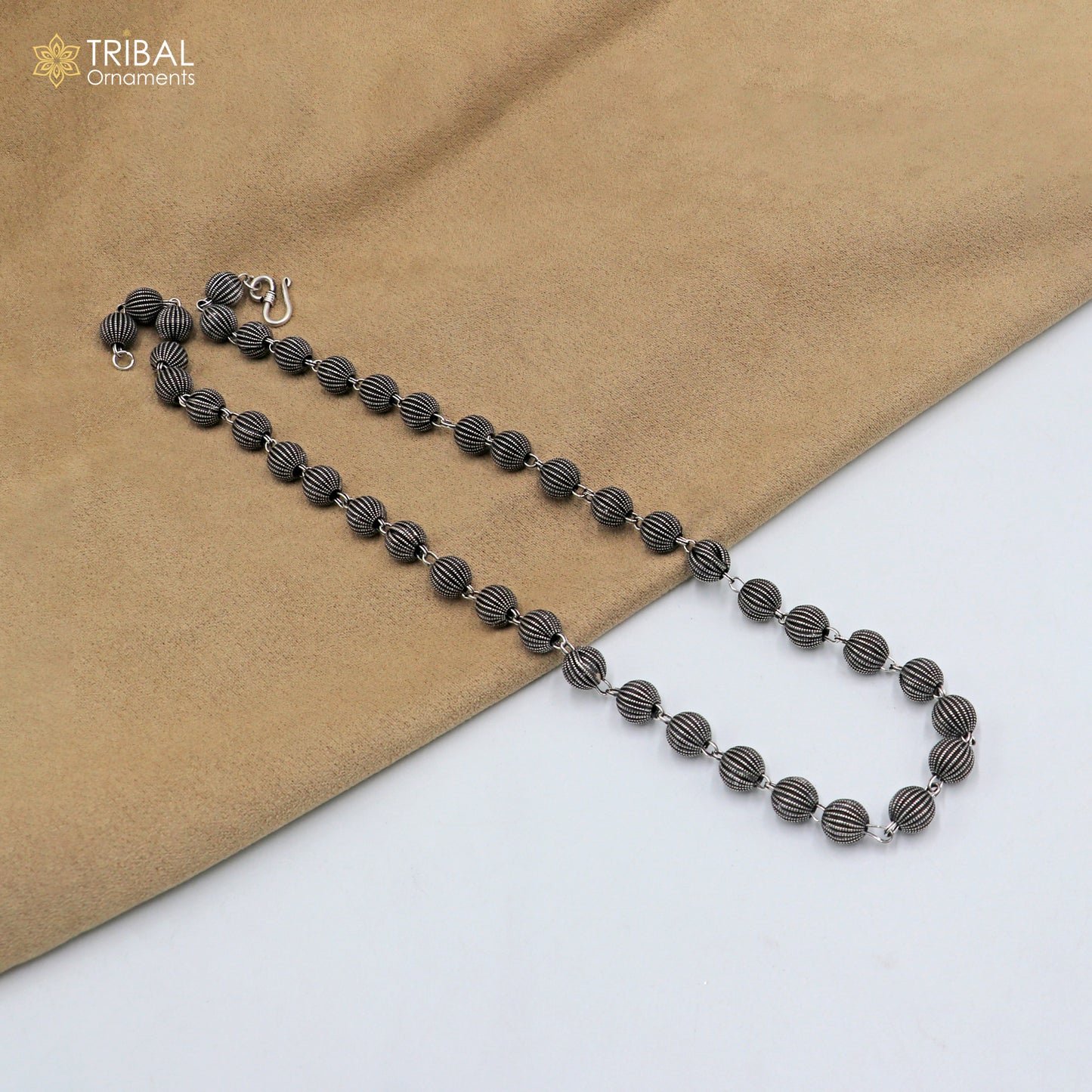 9MM 925 sterling silver delicate beaded chain necklace for unisex jewelry ch268 - TRIBAL ORNAMENTS