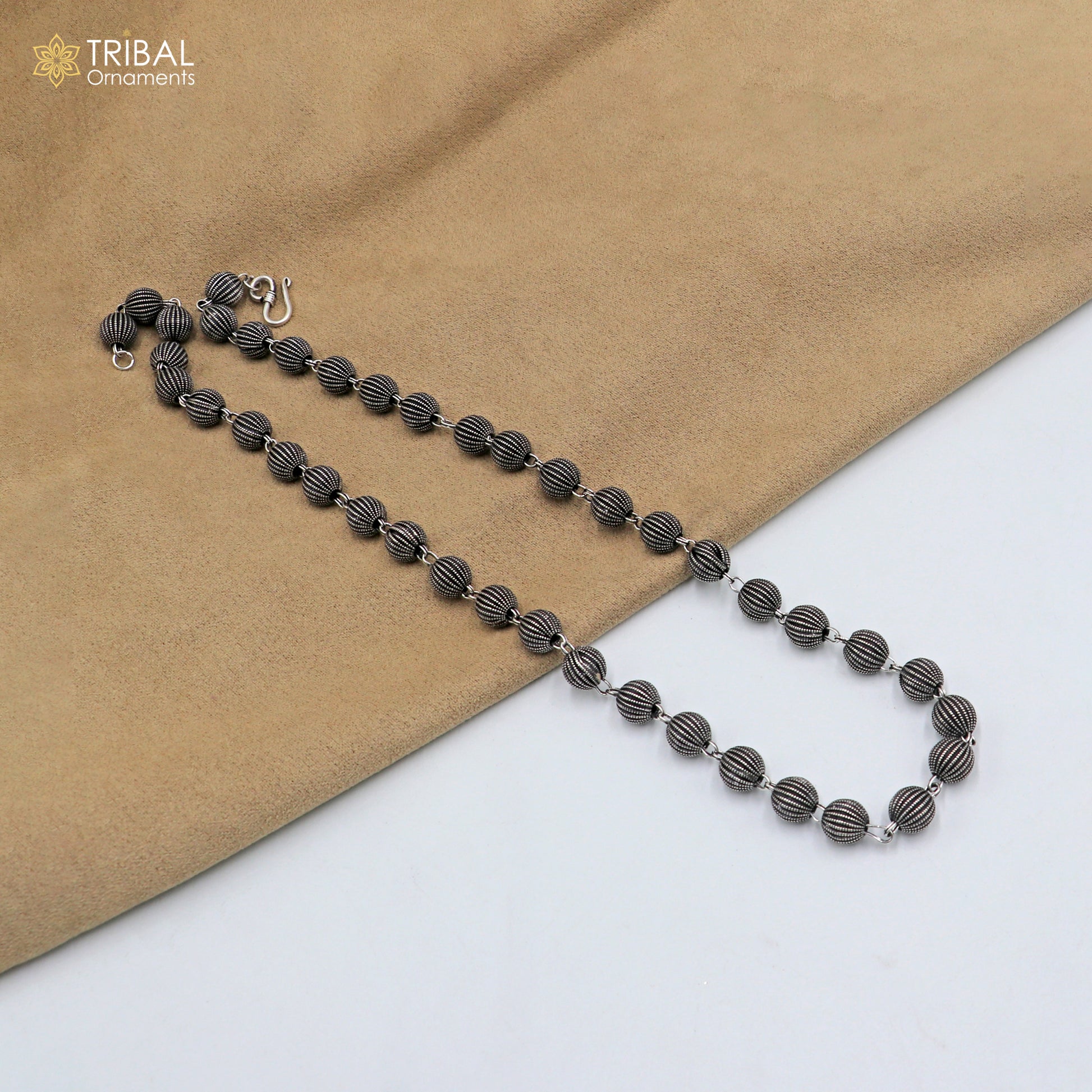 9MM 925 sterling silver delicate beaded chain necklace for unisex jewelry ch268 - TRIBAL ORNAMENTS