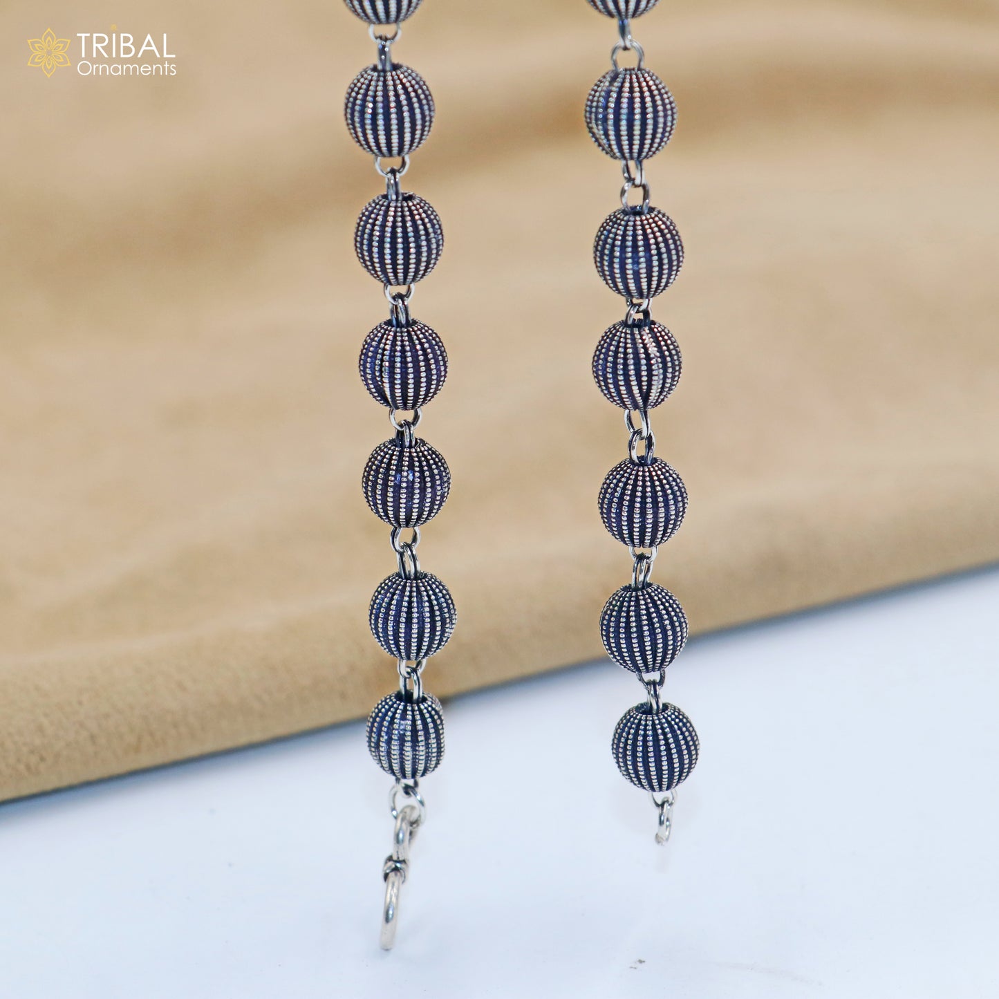 9MM 925 sterling silver delicate beaded chain necklace for unisex jewelry ch268 - TRIBAL ORNAMENTS