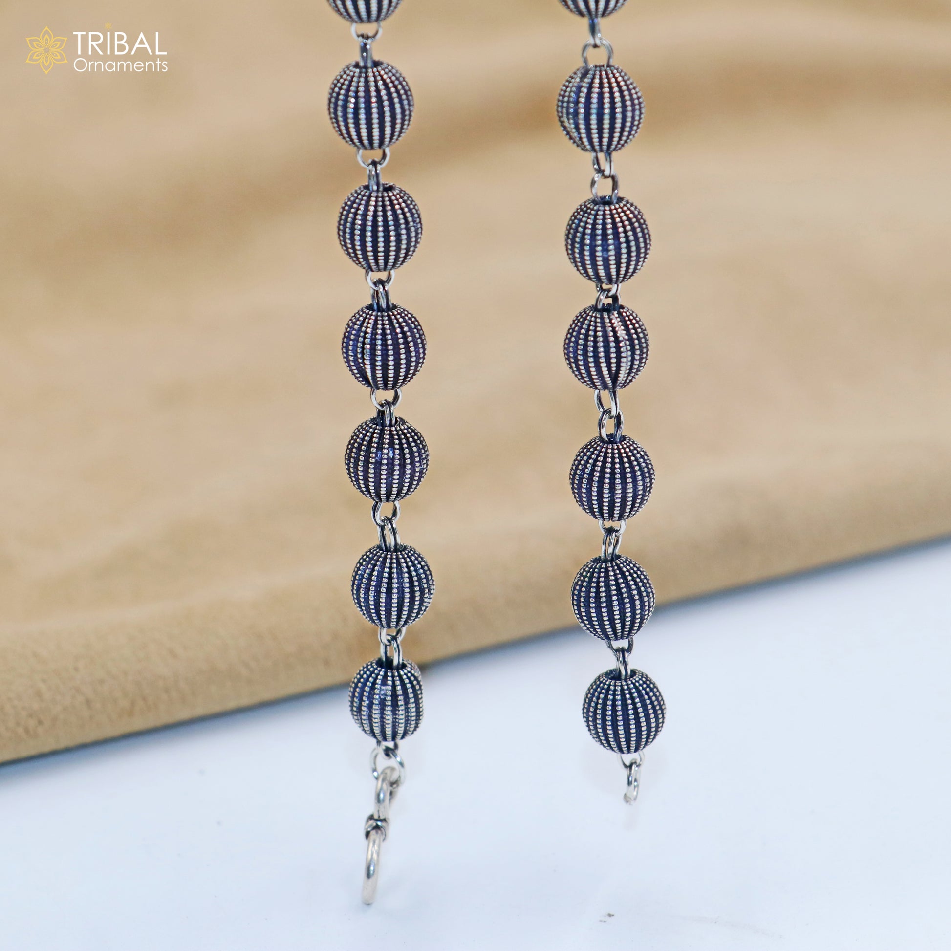 9MM 925 sterling silver delicate beaded chain necklace for unisex jewelry ch268 - TRIBAL ORNAMENTS