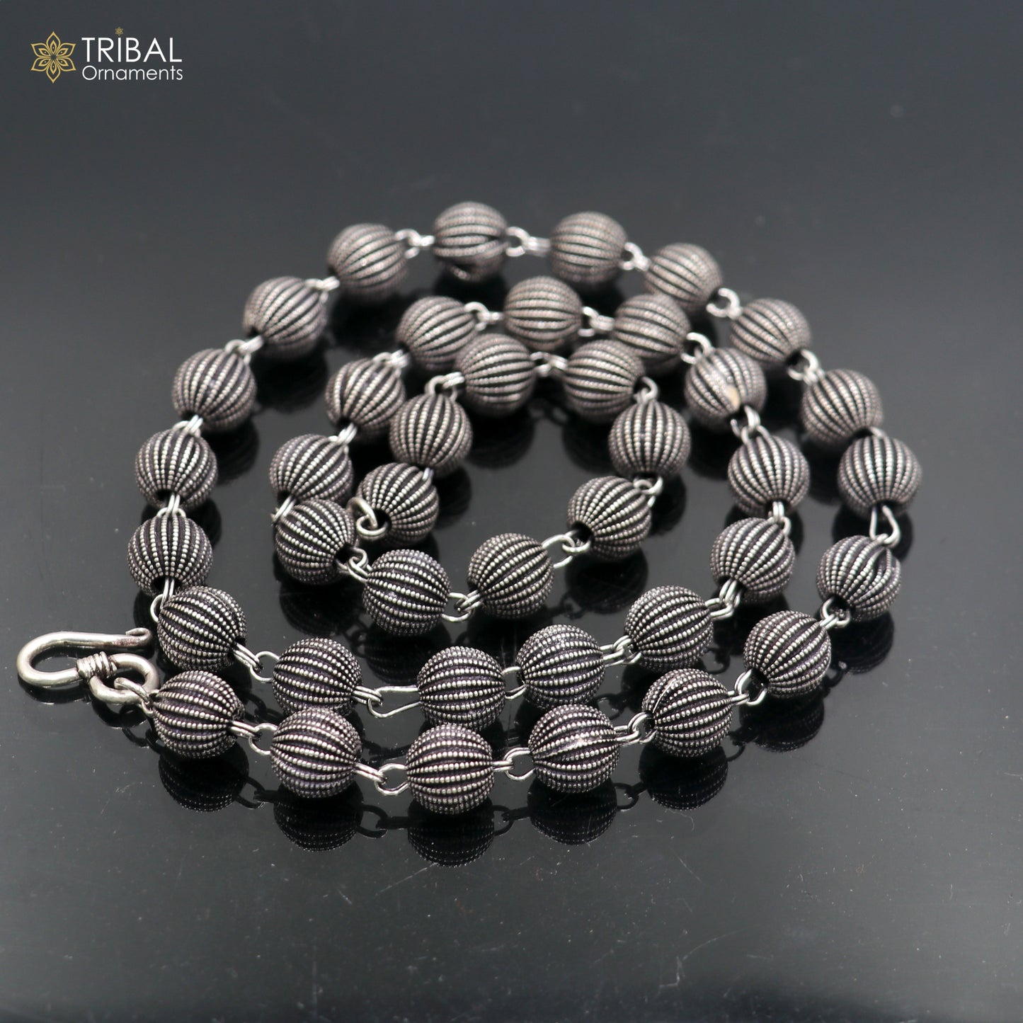 9MM 925 sterling silver delicate beaded chain necklace for unisex jewelry ch268 - TRIBAL ORNAMENTS