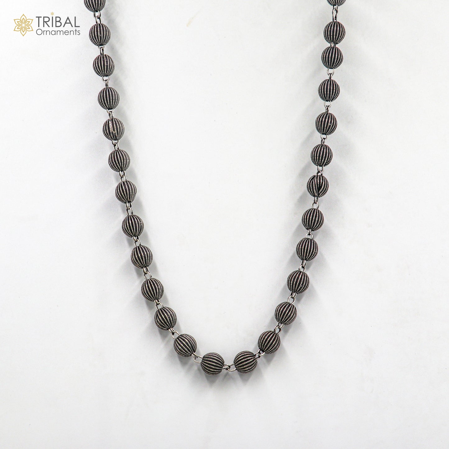 9MM 925 sterling silver delicate beaded chain necklace for unisex jewelry ch268 - TRIBAL ORNAMENTS