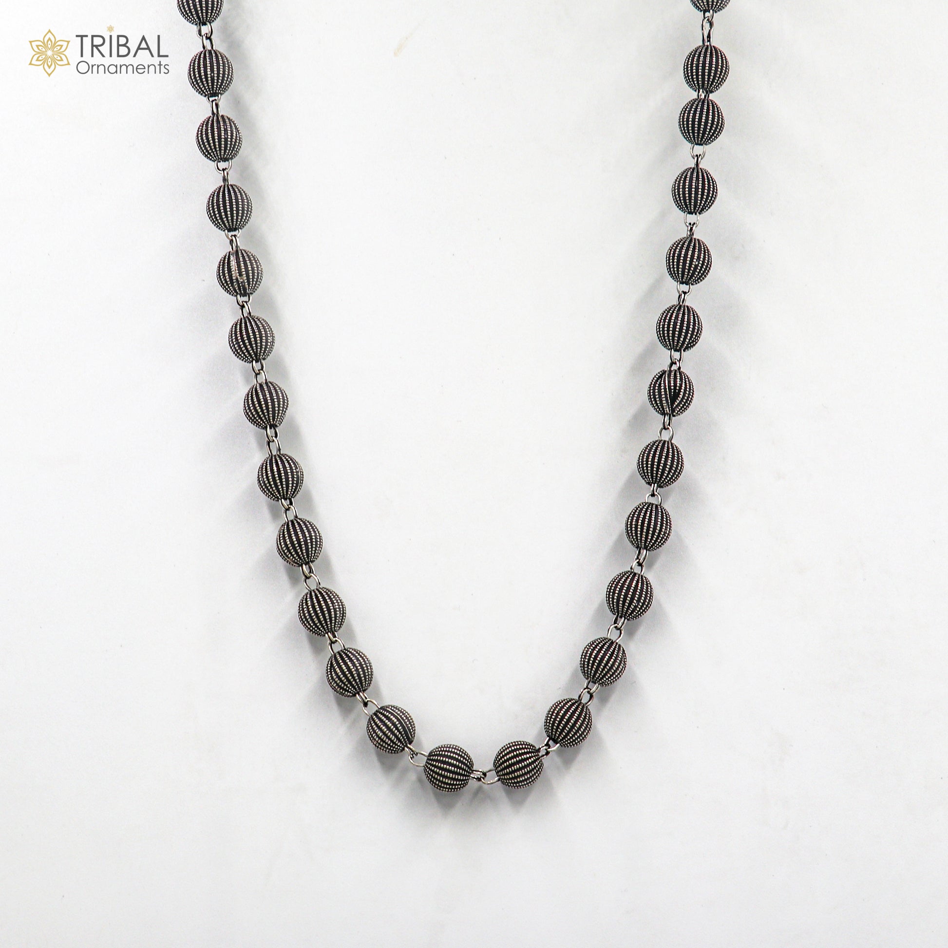 9MM 925 sterling silver delicate beaded chain necklace for unisex jewelry ch268 - TRIBAL ORNAMENTS