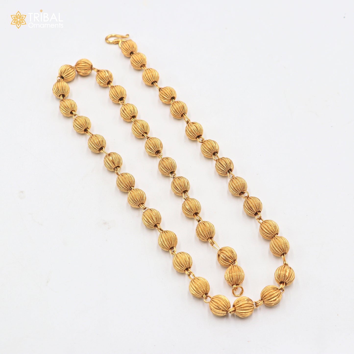 9MM 925 sterling silver delicate beaded gold polished chain necklace unisex jewelry ch269 - TRIBAL ORNAMENTS