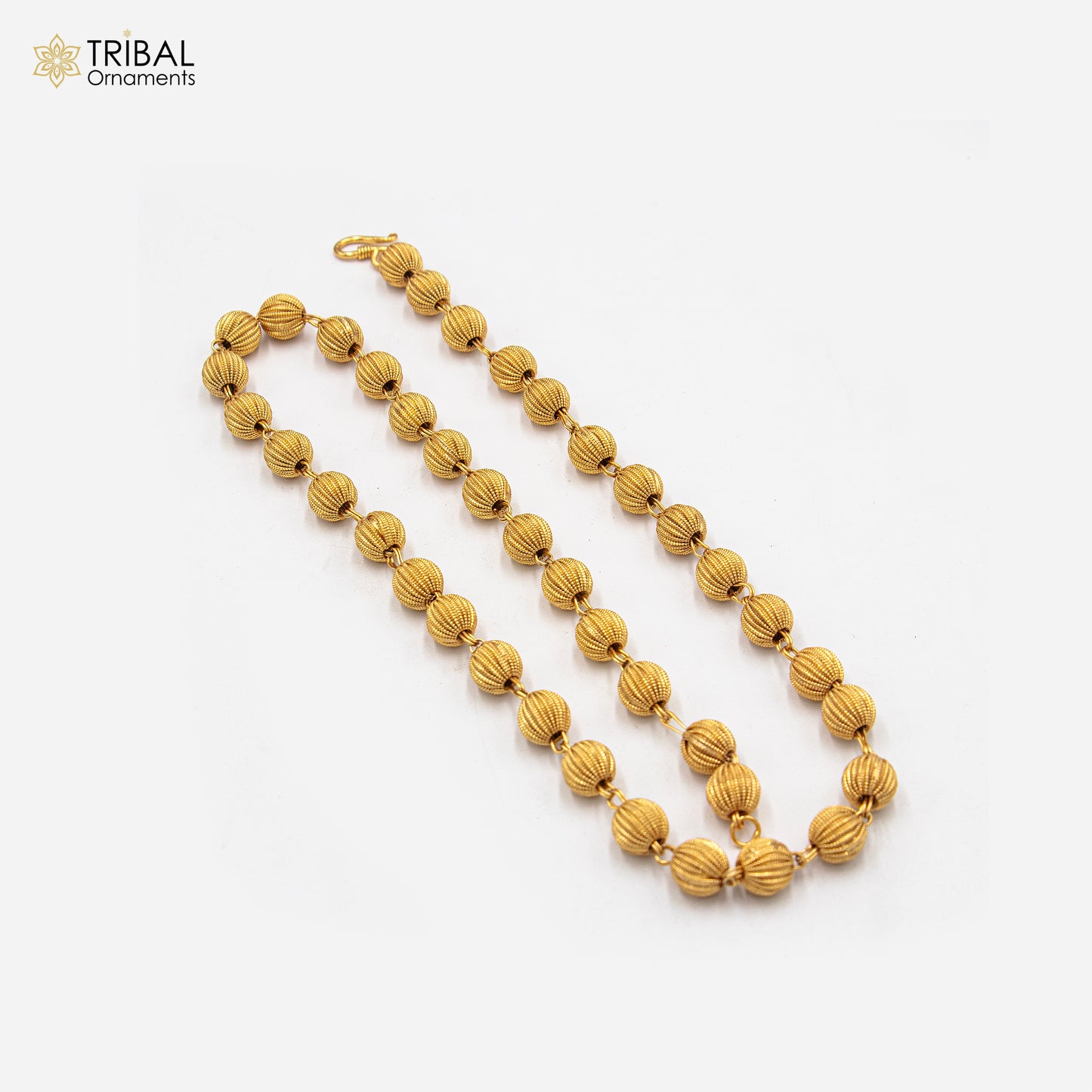 9MM 925 sterling silver delicate beaded gold polished chain necklace unisex jewelry ch269 - TRIBAL ORNAMENTS