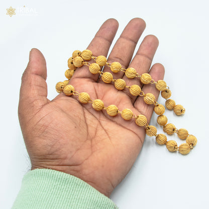 9MM 925 sterling silver beaded gold polished chain necklace by TRIBAL ORNAMENTS, unisex jewelry with delicate design.
