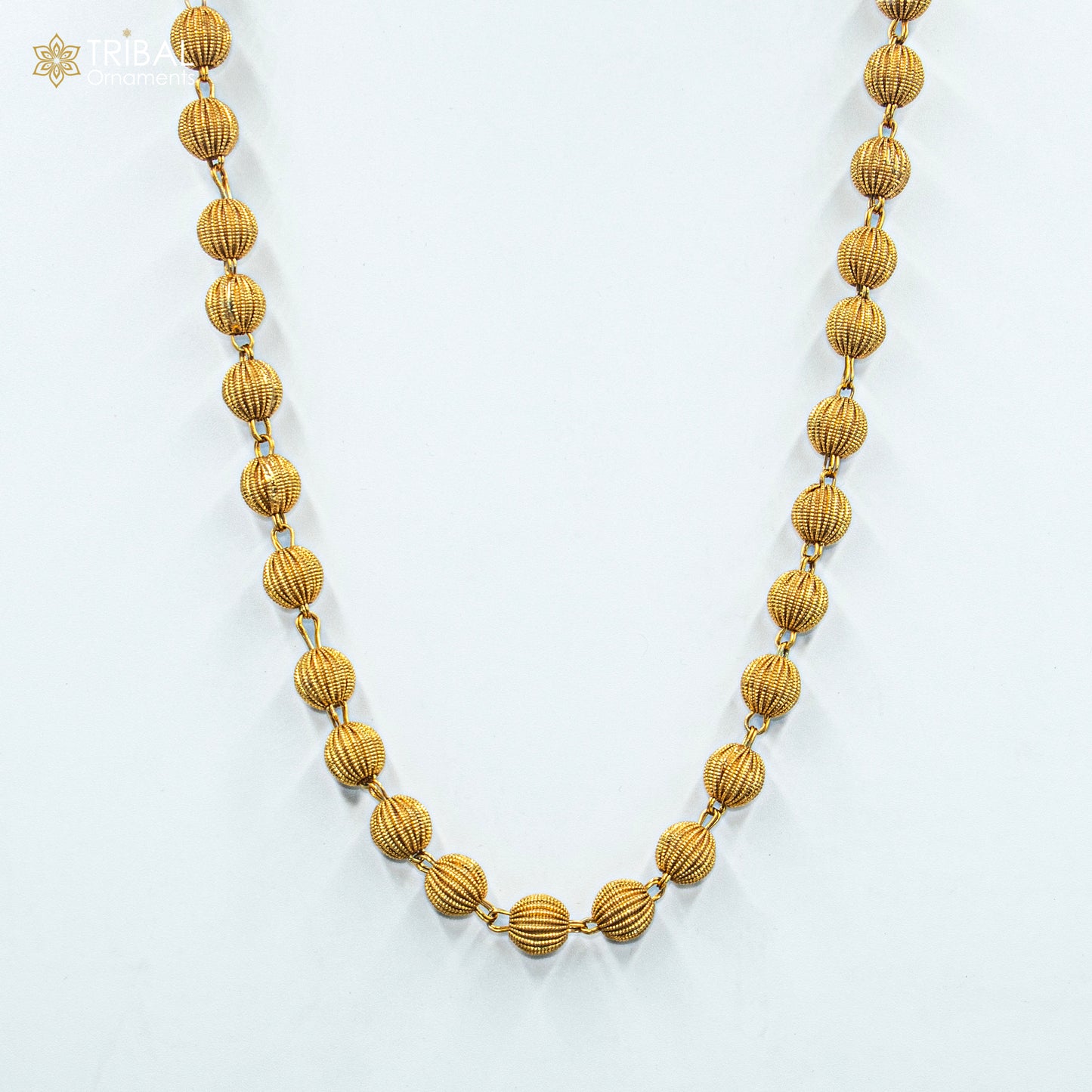 9MM 925 sterling silver delicate beaded gold polished chain necklace unisex jewelry ch269 - TRIBAL ORNAMENTS