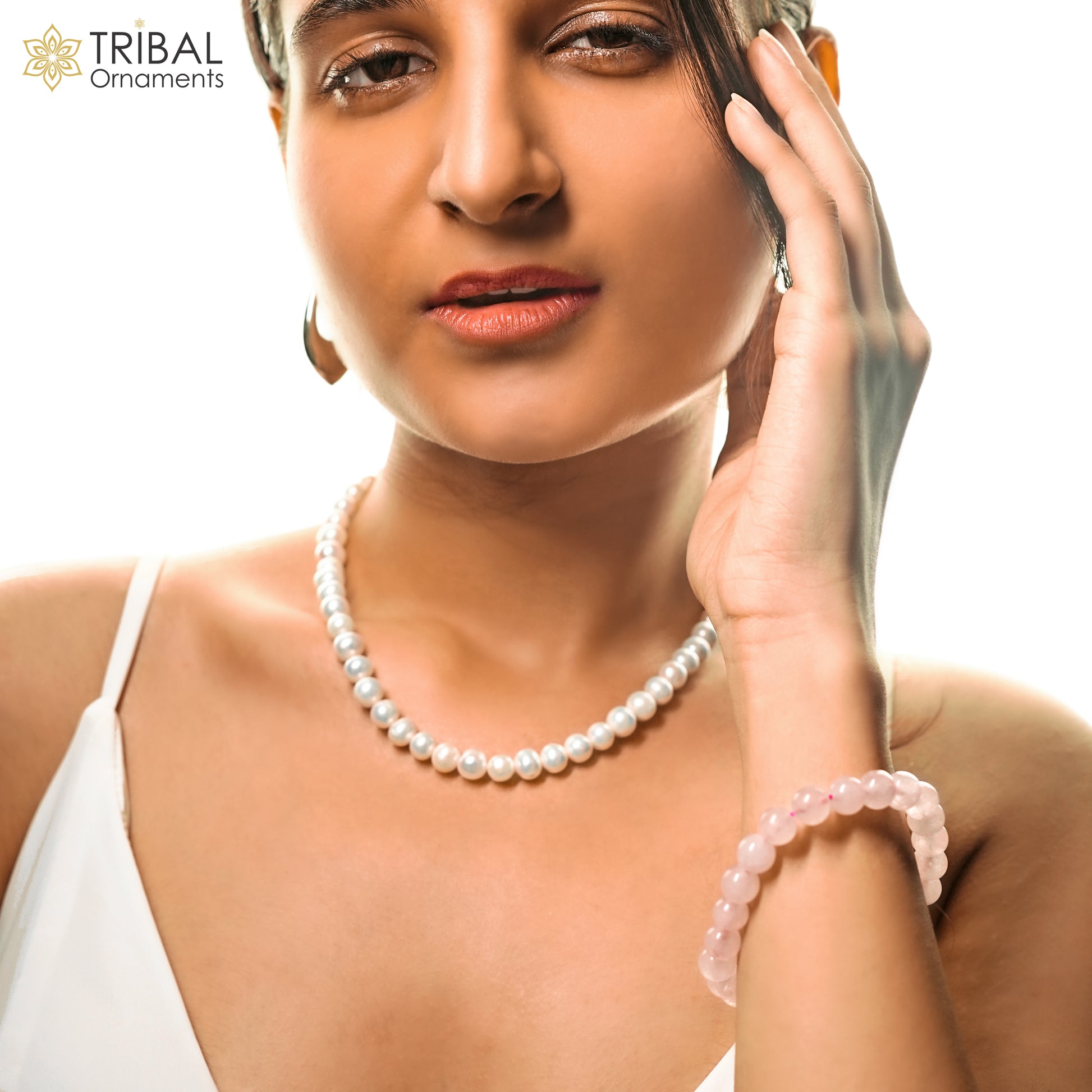 9mm fresh water pearl 248carats single line string necklace set gorgeous wedding or daily use necklace jewelry belly dance pnec06 - TRIBAL ORNAMENTS