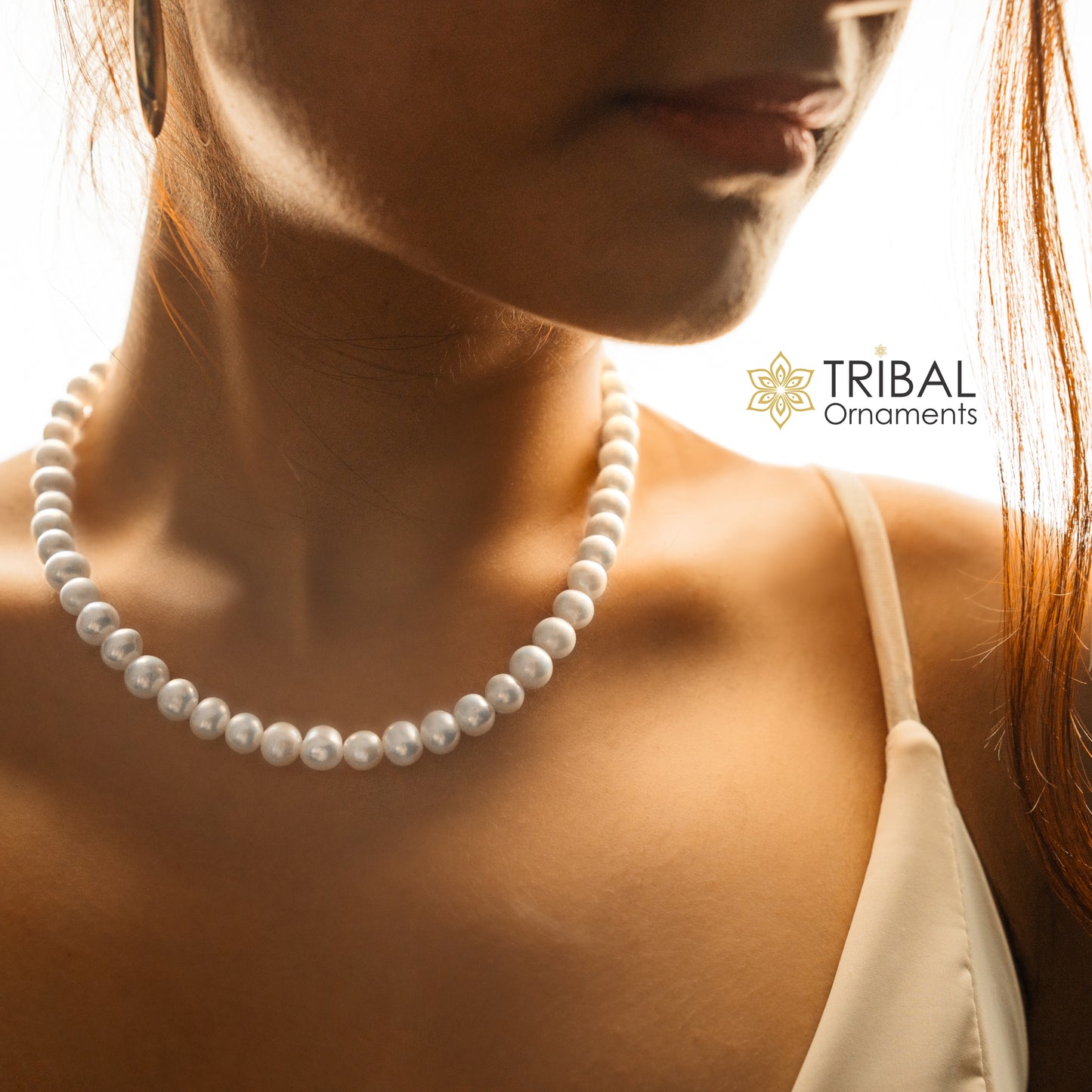 9mm fresh water pearl 248carats single line string necklace set gorgeous wedding or daily use necklace jewelry belly dance pnec06 - TRIBAL ORNAMENTS