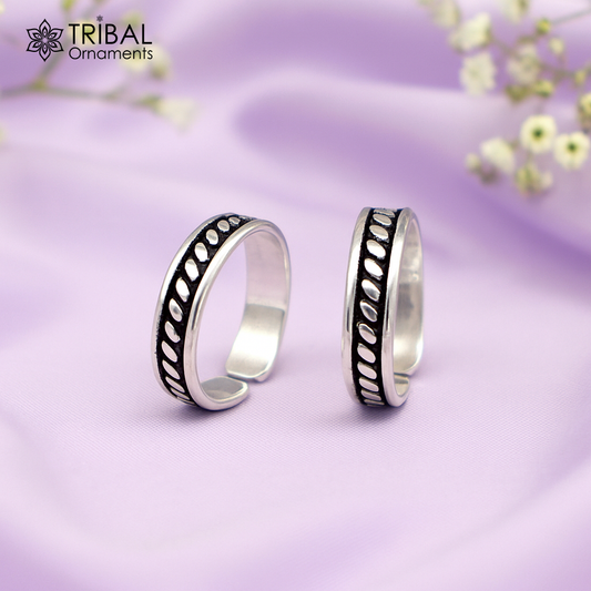 Adjustable 92.5 sterling silver excellent vintage design handmade toe ring, toe band modern women's brides jewelry from india toer111 - TRIBAL ORNAMENTS