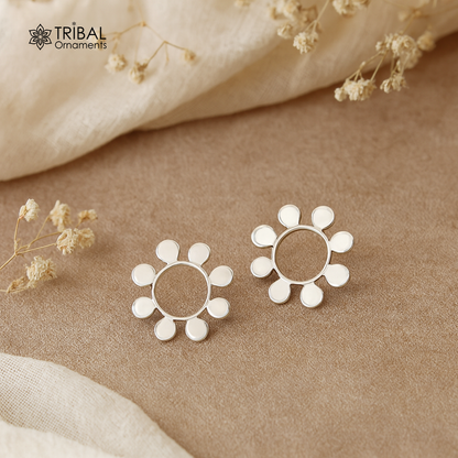 Amazing customized pure e925 sterling silver flower stud earring, excellent fancy elegant dainty light weight earrings best gifting ear658 - TRIBAL ORNAMENTS