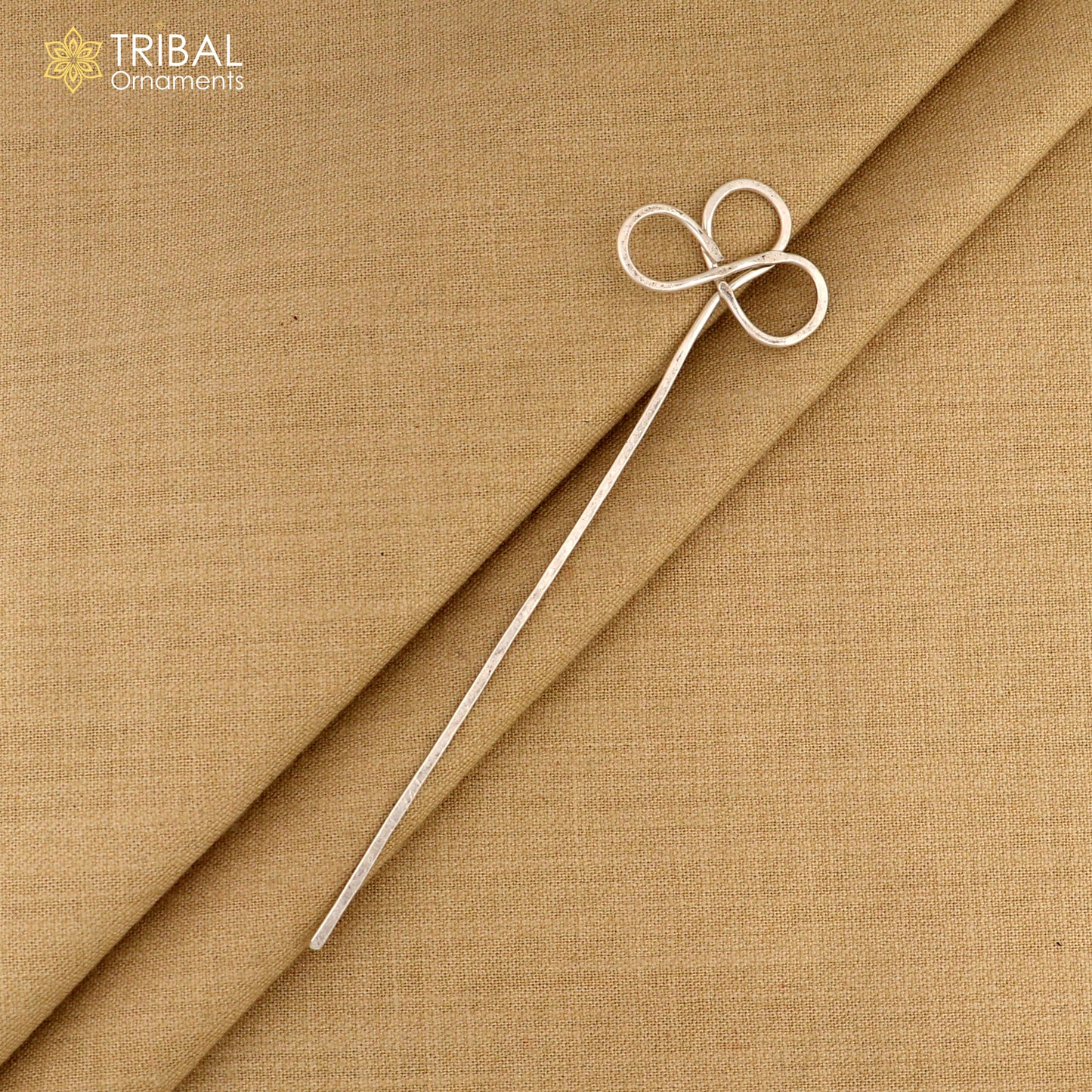 Artisan handmade silver hair pin solid 925 flower design sticks hair jewelry su1360 - TRIBAL ORNAMENTS