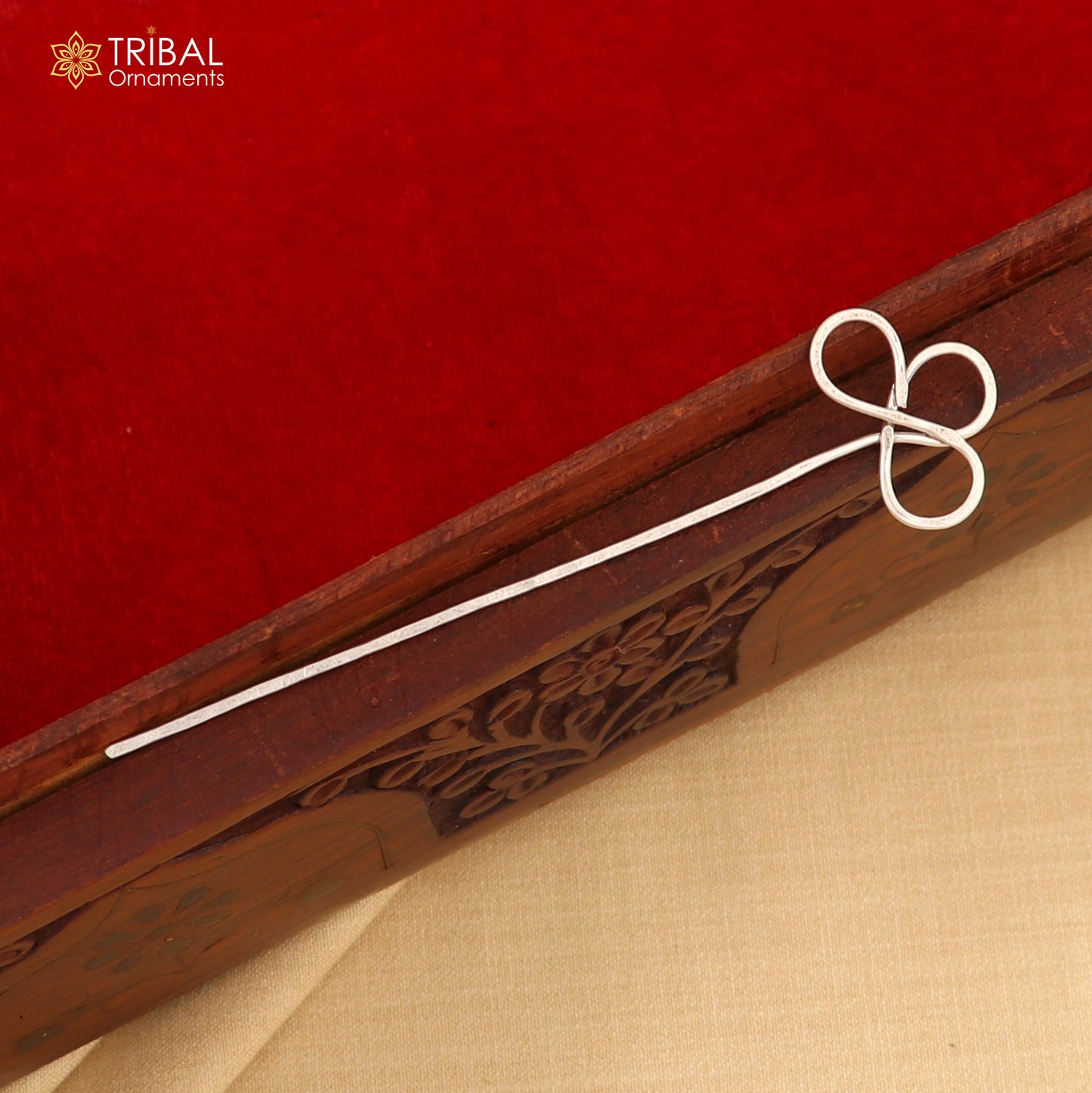 Artisan handmade silver hair pin solid 925 flower design sticks hair jewelry su1360 - TRIBAL ORNAMENTS