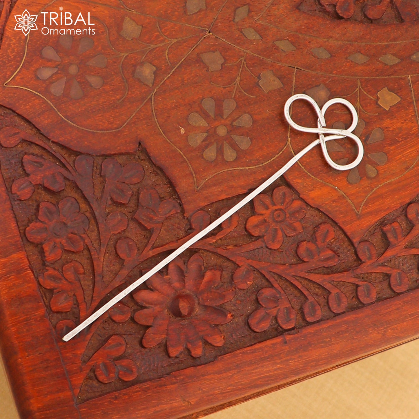Artisan handmade silver hair pin solid 925 flower design sticks hair jewelry su1360 - TRIBAL ORNAMENTS