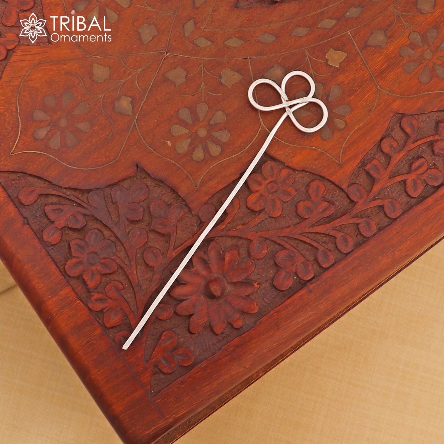 Artisan handmade silver hair pin solid 925 flower design sticks hair jewelry su1360 - TRIBAL ORNAMENTS