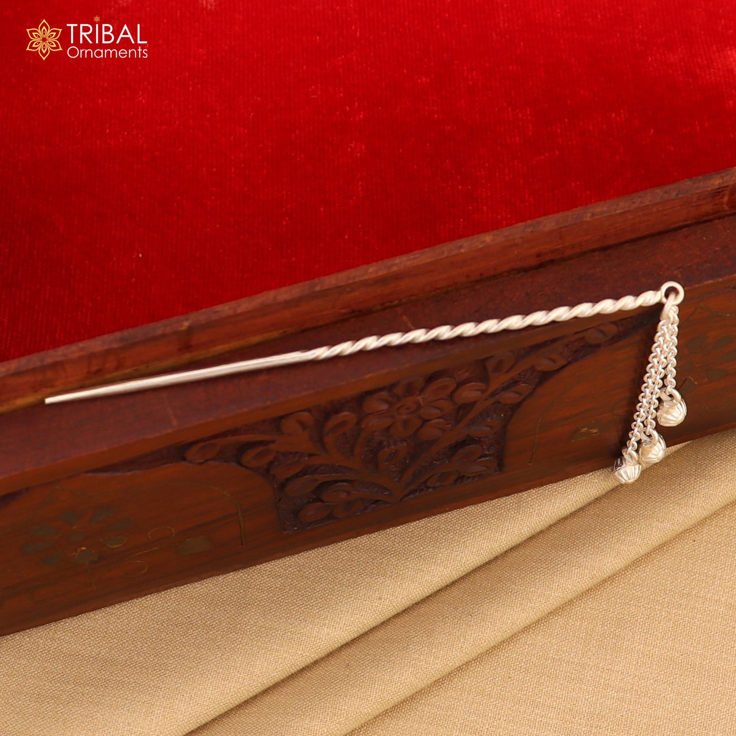 Artisan handmade silver hair pin solid 925 hammered design  jingling sticks hair jewelry su1351 - TRIBAL ORNAMENTS