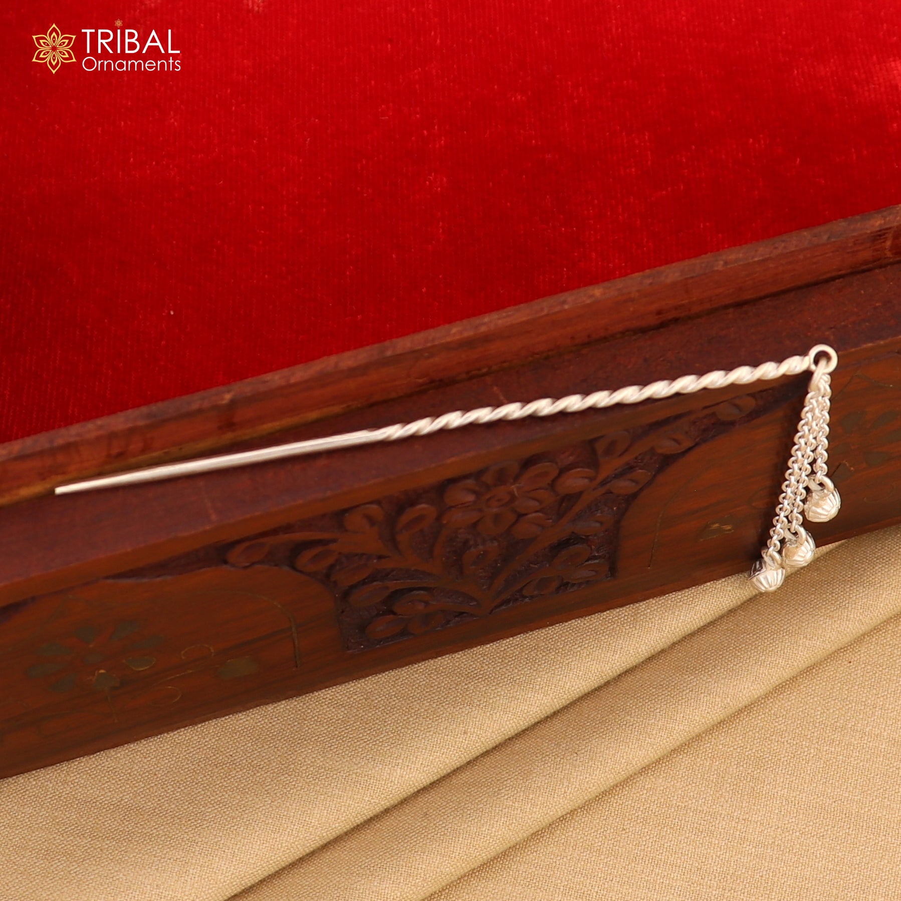 Artisan handmade silver hair pin solid 925 hammered design  jingling sticks hair jewelry su1351 - TRIBAL ORNAMENTS