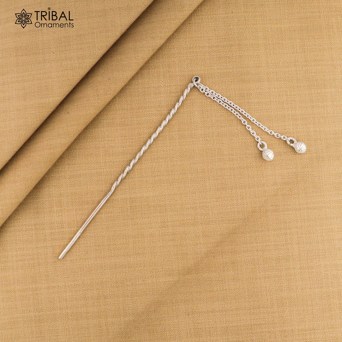 Artisan handmade silver hair pin solid 925 hammered design jingling  sticks hair jewelry su1352 - TRIBAL ORNAMENTS