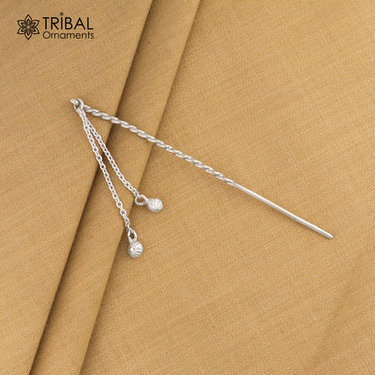 Artisan handmade silver hair pin solid 925 hammered design jingling  sticks hair jewelry su1352 - TRIBAL ORNAMENTS