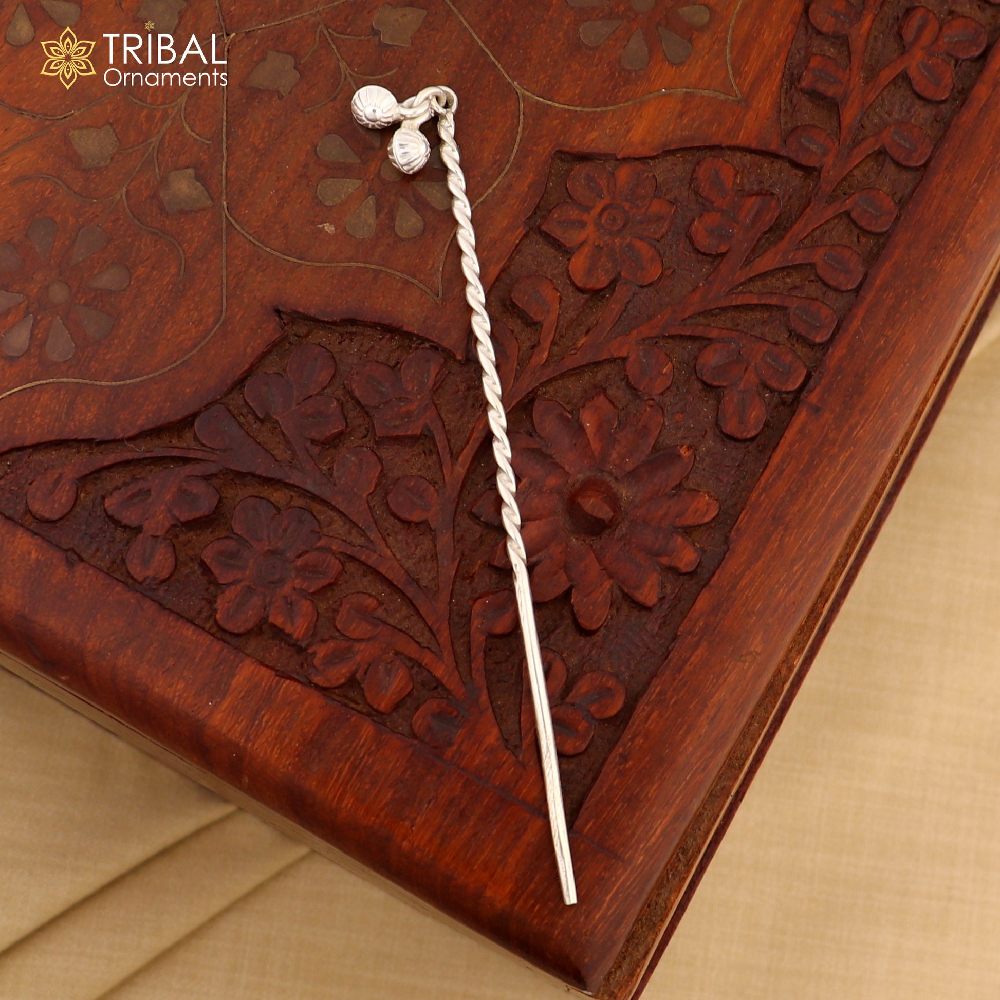 Artisan handmade silver hair pin solid 925 hammered design jingling sticks hair jewelry su1359 - TRIBAL ORNAMENTS