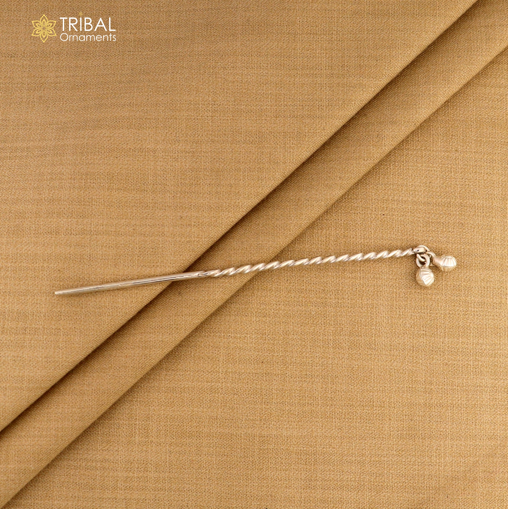 Artisan handmade silver hair pin solid 925 hammered design jingling sticks hair jewelry su1359 - TRIBAL ORNAMENTS