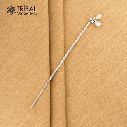 Artisan handmade silver hair pin solid 925 hammered design jingling sticks hair jewelry su1359 - TRIBAL ORNAMENTS
