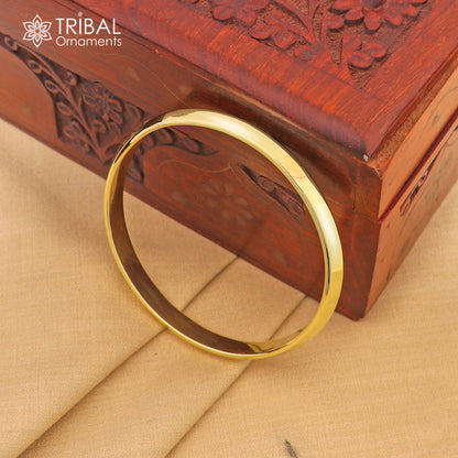Shiny Ashtdhatu kada bangle with casual unisex design, customized plain jewelry by TRIBAL ORNAMENTS.