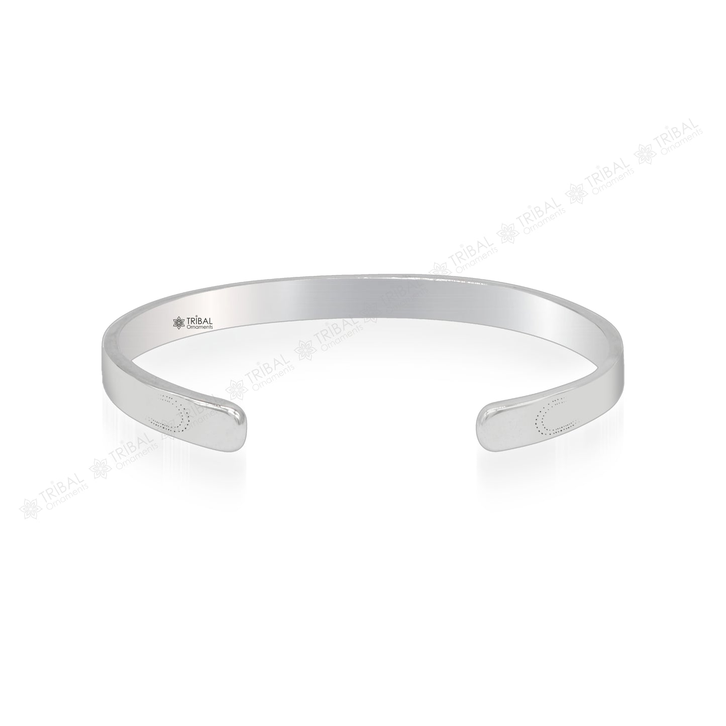 Sterling silver Gayatri Mantra cuff bracelet by Tribal Ornaments, unisex jewelry with customizable design and easy adjustable fit.