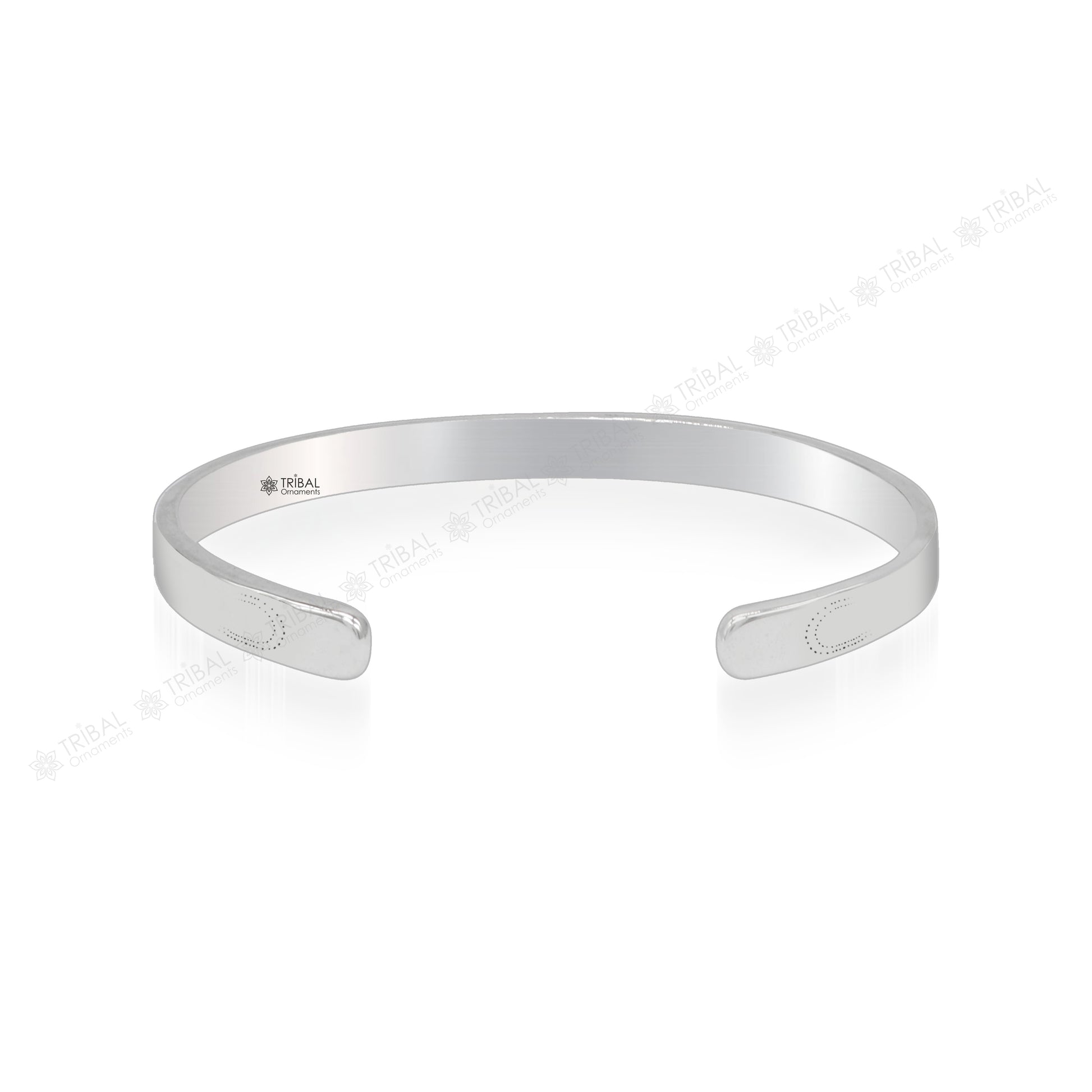 Sterling silver Gayatri Mantra cuff bracelet by Tribal Ornaments, unisex jewelry with customizable design and easy adjustable fit.
