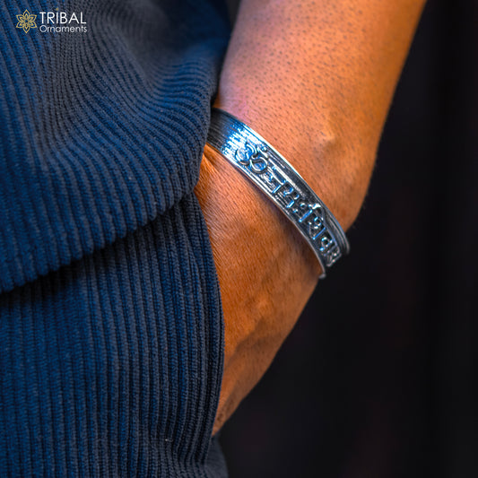 Authentic 925 sterling silver exclusive design handmade cuff kada bracelet, easy to adjust with your wrist, pure mantra kada jewelry cuff47 - TRIBAL ORNAMENTS