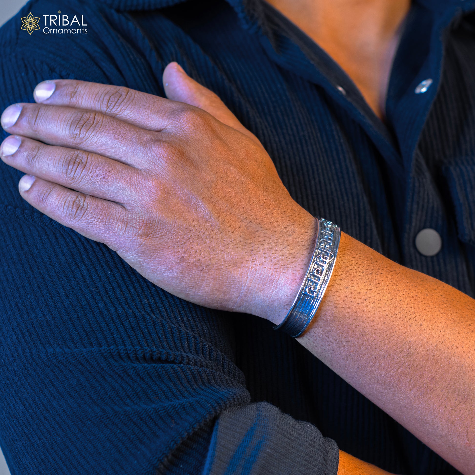 Authentic 925 sterling silver exclusive design handmade cuff kada bracelet, easy to adjust with your wrist, pure mantra kada jewelry cuff47 - TRIBAL ORNAMENTS