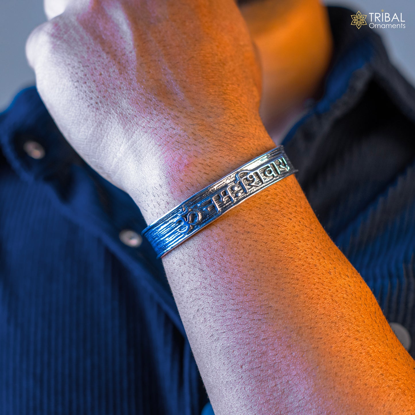 Authentic 925 sterling silver exclusive design handmade cuff kada bracelet, easy to adjust with your wrist, pure mantra kada jewelry cuff47 - TRIBAL ORNAMENTS